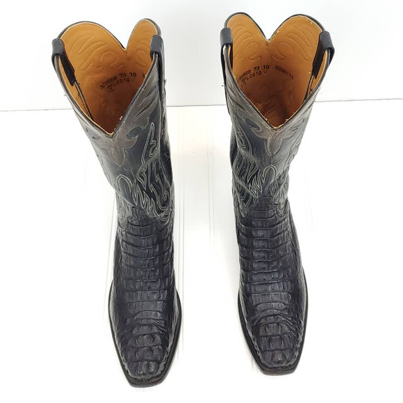Lucchese  10D Custom Hornback Caiman Burnished Mad Dog Goat Shaft Cowboy Boots - Picture 5 of 13